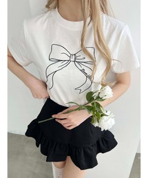 【プチプラ\2199★】ビッグリボン刺繍Tシャツ