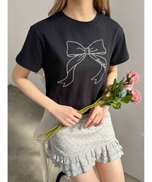 【プチプラ\2199★】ビッグリボン刺繍Tシャツ
