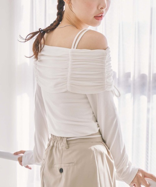 archives（アルシーヴ）の「ドロストオフショルカットＴＯＰＳ（Tシャツ/カットソー・レディース・オフホワイト/ピンクベージュ/ブラック/グレー・MEDIUM）」の18枚目の写真