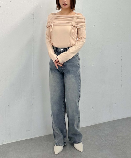 archives（アルシーヴ）の「ドロストオフショルカットＴＯＰＳ（Tシャツ/カットソー・レディース・オフホワイト/ピンクベージュ/ブラック/グレー・MEDIUM）」の10枚目の写真