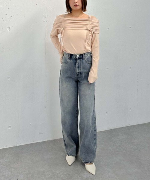 archives（アルシーヴ）の「ドロストオフショルカットＴＯＰＳ（Tシャツ/カットソー・レディース・オフホワイト/ピンクベージュ/ブラック/グレー・MEDIUM）」の11枚目の写真