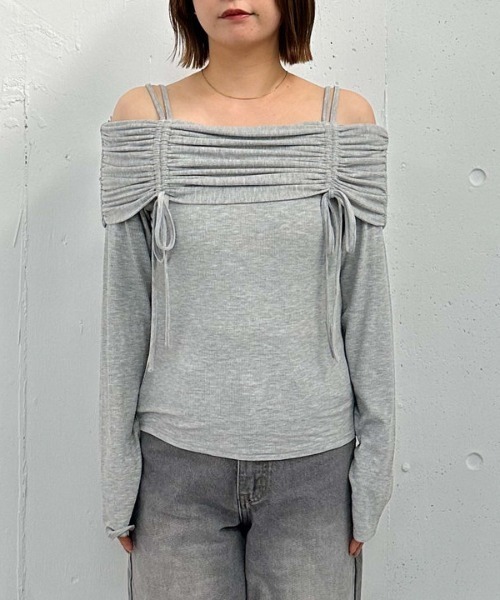 archives（アルシーヴ）の「ドロストオフショルカットＴＯＰＳ（Tシャツ/カットソー・レディース・オフホワイト/ピンクベージュ/ブラック/グレー・MEDIUM）」の12枚目の写真