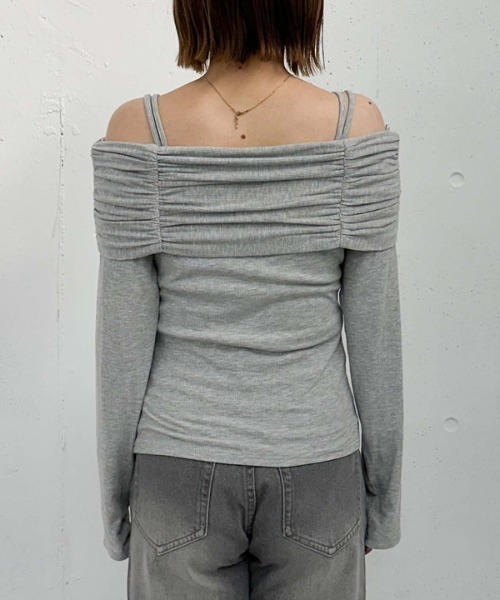 archives（アルシーヴ）の「ドロストオフショルカットＴＯＰＳ（Tシャツ/カットソー・レディース・オフホワイト/ピンクベージュ/ブラック/グレー・MEDIUM）」の14枚目の写真