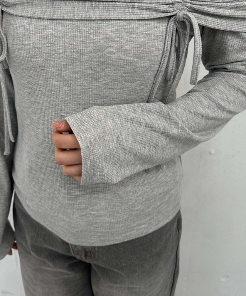 archives（アルシーヴ）の「ドロストオフショルカットＴＯＰＳ（Tシャツ/カットソー・レディース・オフホワイト/ピンクベージュ/ブラック/グレー・MEDIUM）」の15枚目の写真