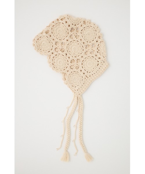 MOUSSY（マウジー）の「CROCHET バブーシュカ（ニットキャップ/ビーニー・レディース・ライトブラック/アイボリー・FREE）」の3枚目の写真