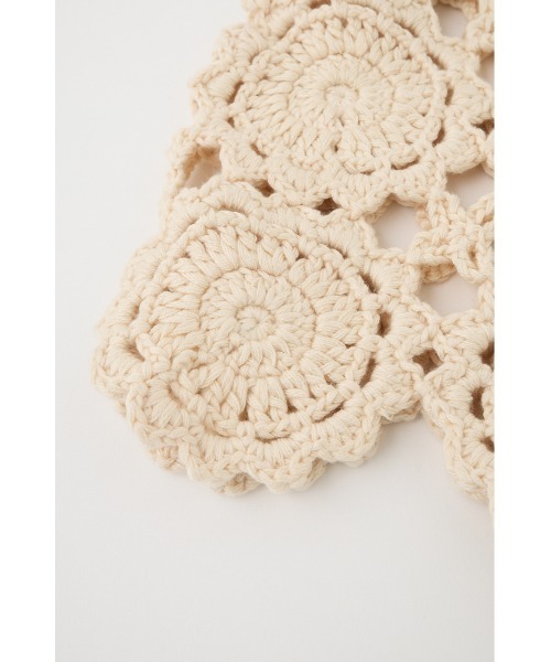 MOUSSY（マウジー）の「CROCHET バブーシュカ（ニットキャップ/ビーニー・レディース・ライトブラック/アイボリー・FREE）」の6枚目の写真