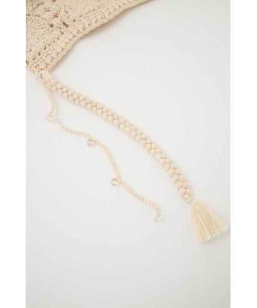 MOUSSY（マウジー）の「CROCHET バブーシュカ（ニットキャップ/ビーニー・レディース・ライトブラック/アイボリー・FREE）」の7枚目の写真