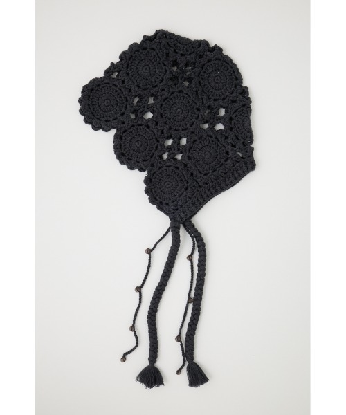 MOUSSY（マウジー）の「CROCHET バブーシュカ（ニットキャップ/ビーニー・レディース・ライトブラック/アイボリー・FREE）」の9枚目の写真