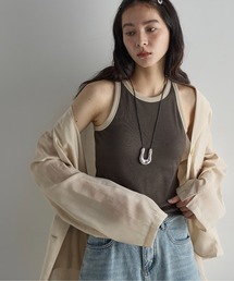 THE YOn | カップ付きバイカラーアメスリタンク(タンクトップ)