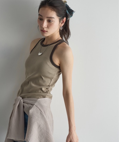 【CREOLME】新品タグ付き　タンクトップ　アシメ　バイカラー　フリーサイズ CREOLME】新品タグ付きタンクトップアシメバイカラーフリーサイズ