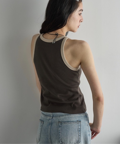 【CREOLME】新品タグ付き　タンクトップ　アシメ　バイカラー　フリーサイズ CREOLME】新品タグ付きタンクトップアシメバイカラーフリーサイズ