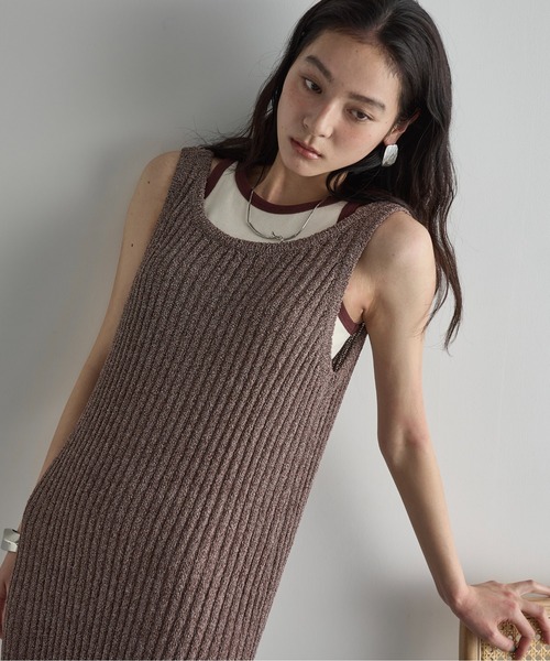 THE YOn（ザヨン）の「カップ付きバイカラーアメスリタンク（タンクトップ・レディース・アッシュブラウン/アイボリー/グレイッシュベージュ/サックスブルー・FREE）」の19枚目の写真