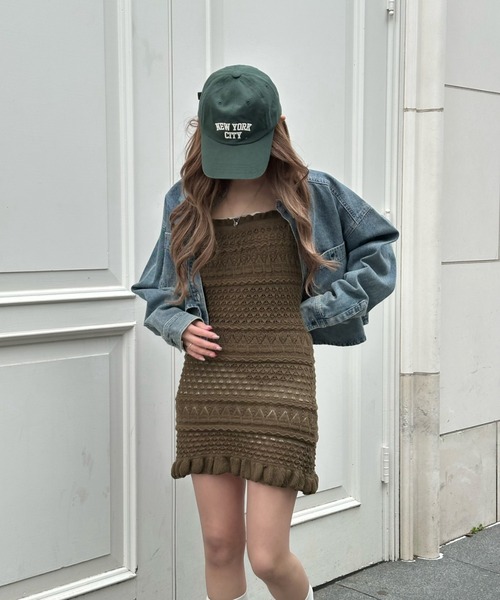 RAY CASSIN（レイカズン）の「クロシェキャミワンピース（ワンピース・レディース・アイボリー/ブラウン系その他2/ブラック・FREE）」の10枚目の写真