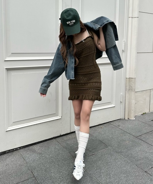 RAY CASSIN（レイカズン）の「クロシェキャミワンピース（ワンピース・レディース・アイボリー/ブラウン系その他2/ブラック・FREE）」の16枚目の写真