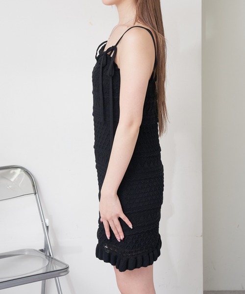 RAY CASSIN（レイカズン）の「クロシェキャミワンピース（ワンピース・レディース・アイボリー/ブラウン系その他2/ブラック・FREE）」の7枚目の写真