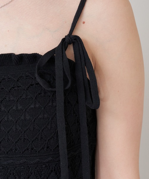 RAY CASSIN（レイカズン）の「クロシェキャミワンピース（ワンピース・レディース・アイボリー/ブラウン系その他2/ブラック・FREE）」の4枚目の写真