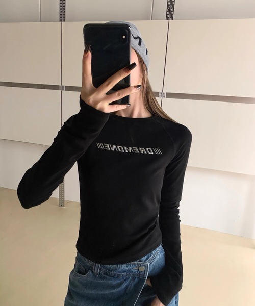 lilful(リルフル)の「フロントメタルプリントラグランロンT(Tシャツ/カットソー・レディース・ブラック/ホワイト・L/M)」の15枚目の写真