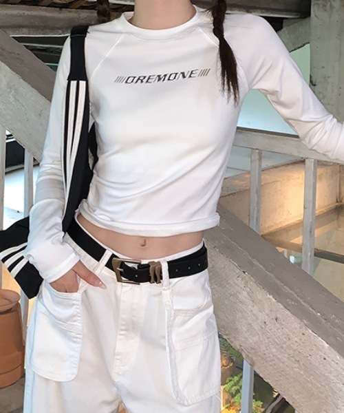 lilful(リルフル)の「フロントメタルプリントラグランロンT(Tシャツ/カットソー・レディース・ブラック/ホワイト・L/M)」の10枚目の写真