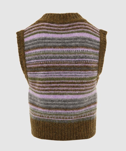 GANNI(ガニー)の「Soft Wool Stripe Vest(ベスト・レディース・オリーブ系・S/M)」の2枚目の写真