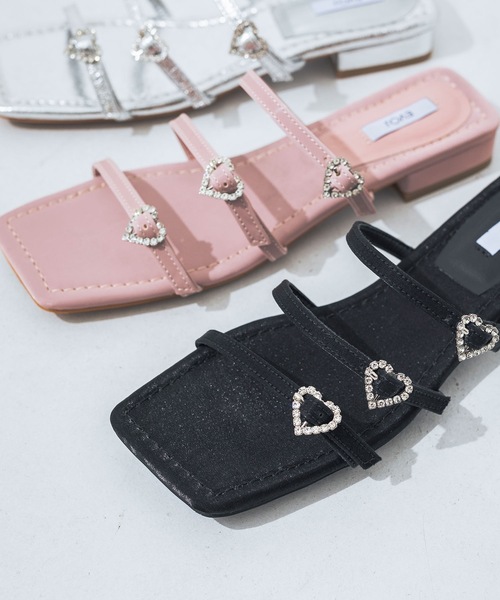 EVOL(イーボル)の「【クッション入り・柔らかい】ハートフラットサンダル IY5739(サンダル・レディース・ブラック/ピンク/シルバー・LL/S/M/L)」の3枚目の写真