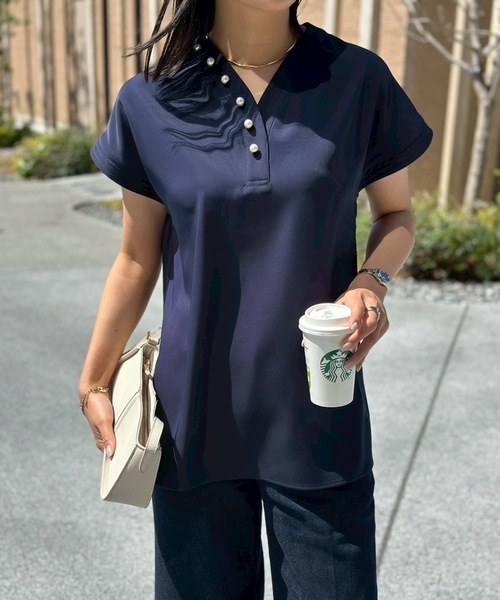 latte様5 楽天市場】パール付きネックリボン水彩ラインフラワープリーツ