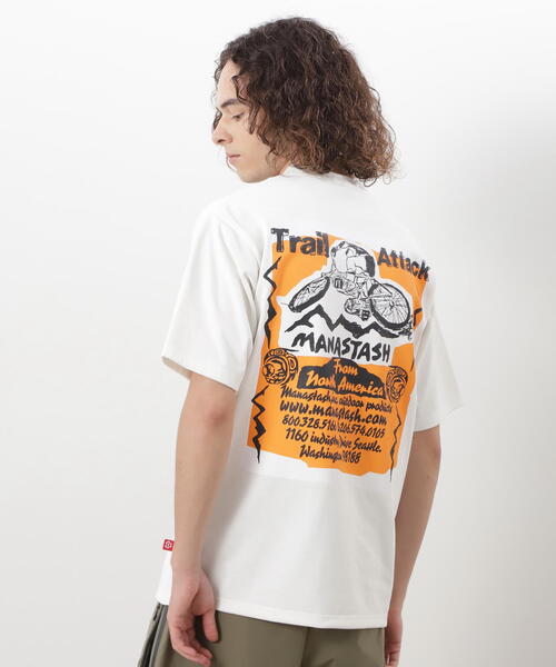 MANASTASH(マナスタッシュ)の「MANASTASH/マナスタッシュ/RE:POLY TEE TRAIL ATTACK(Tシャツ/カットソー・メンズ・ブラック/ホワイト/ブルー・XL/L/M/S)」の14枚目の写真