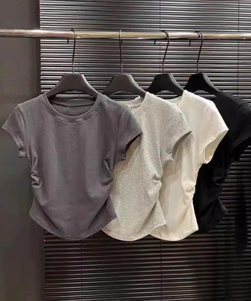 SPIGA（スピーガ）の「脇ｷﾞｬｻﾞｰﾌﾚﾝﾁTｼｬﾂ（Tシャツ/カットソー・レディース・ブラック/ダークグレー/ホワイト/ライトグレー・SMALL/MEDIUM/LARGE/X-LARGE）」の5枚目の写真