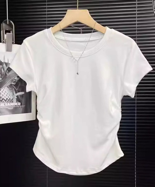 SPIGA（スピーガ）の「脇ｷﾞｬｻﾞｰﾌﾚﾝﾁTｼｬﾂ（Tシャツ/カットソー・レディース・ブラック/ダークグレー/ホワイト/ライトグレー・SMALL/MEDIUM/LARGE/X-LARGE）」の7枚目の写真