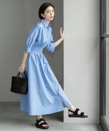 OPAQUE.CLIP | フィット＆フレアシャツワンピース【洗濯機洗い可】(ワンピース)
