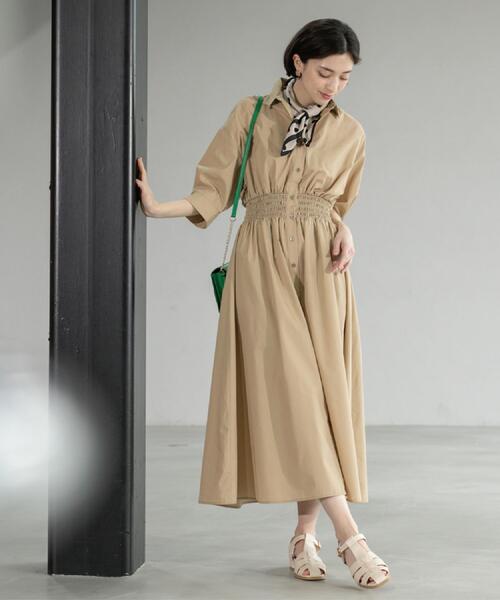 OPAQUE.CLIP（オペークドットクリップ）の「《5色展開》フィット＆フレアシャツワンピース【洗濯機洗い可】（ワンピース・レディース・ブルー/ブラック/ベージュ/ネイビー/ピンク系・38/40/36/42）」の16枚目の写真