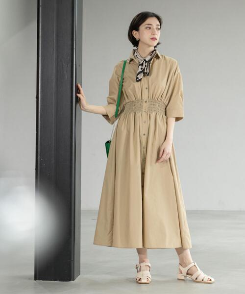 OPAQUE.CLIP（オペークドットクリップ）の「《5色展開》フィット＆フレアシャツワンピース【洗濯機洗い可】（ワンピース・レディース・ブルー/ブラック/ベージュ/ネイビー/ピンク系・38/40/36/42）」の17枚目の写真