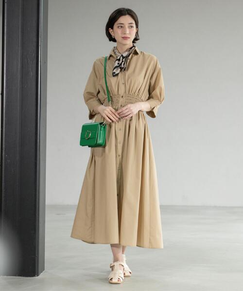 OPAQUE.CLIP（オペークドットクリップ）の「《5色展開》フィット＆フレアシャツワンピース【洗濯機洗い可】（ワンピース・レディース・ブルー/ブラック/ベージュ/ネイビー/ピンク系・38/40/36/42）」の19枚目の写真