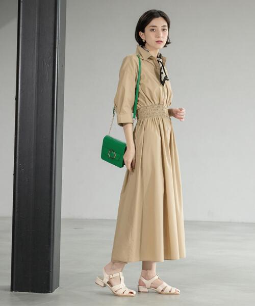 OPAQUE.CLIP（オペークドットクリップ）の「《5色展開》フィット＆フレアシャツワンピース【洗濯機洗い可】（ワンピース・レディース・ブルー/ブラック/ベージュ/ネイビー/ピンク系・38/40/36/42）」の20枚目の写真