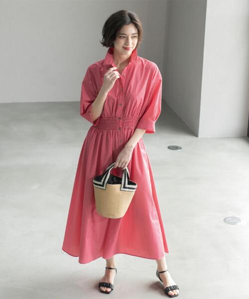 OPAQUE.CLIP（オペークドットクリップ）の「《5色展開》フィット＆フレアシャツワンピース【洗濯機洗い可】（ワンピース・レディース・ブルー/ブラック/ベージュ/ネイビー/ピンク系・38/40/36/42）」の22枚目の写真