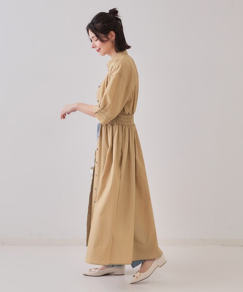 【新品】OPAQUE.CLIP◆フィット&フレア シャツワンピース　Lサイズ OPAQUE.CLIP｜《5色展開》フィット&フレアシャツワンピース