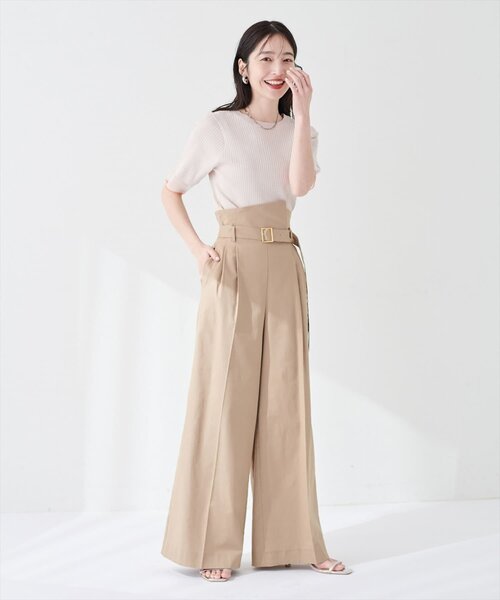 natural couture(ナチュラルクチュール)の「袖口シアー強撚リブニット(ニット/セーター・レディース・イエロー/ミント/ラベンダー/ライトグレー/ピンク/ブラック/グレイッシュベージュ・FREE)」の13枚目の写真