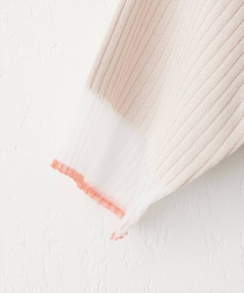 natural couture(ナチュラルクチュール)の「袖口シアー強撚リブニット(ニット/セーター・レディース・イエロー/ミント/ラベンダー/ライトグレー/ピンク/ブラック/グレイッシュベージュ・FREE)」の14枚目の写真