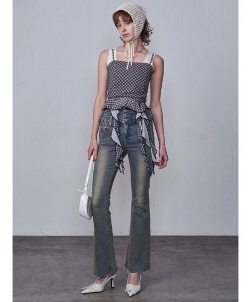 EMODA(エモダ)の「サイドオープンハイウエストフレアパギンス(デニムパンツ・レディース・ブラック/ライトブルー/インディゴブルー・X-SMALL/SMALL/MEDIUM)」の19枚目の写真