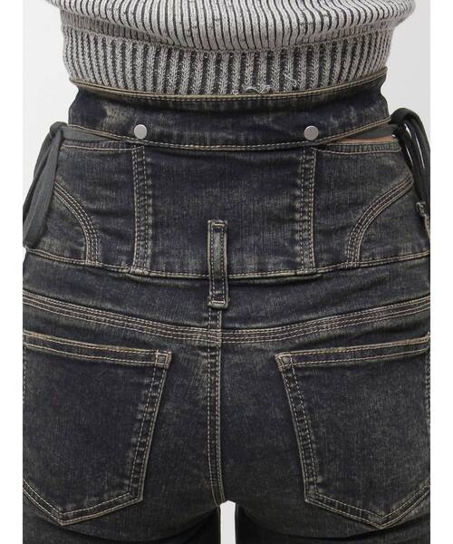 サイドオープンハイウエストフレアパギンス（デニムパンツ）｜EMODA