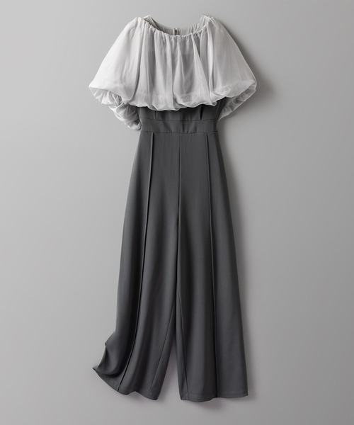 SAISON DE PAPILLON（セゾンドパピヨン）の「オーガンジートップスとオールインワンの2点セット（サロペット/オーバーオール・レディース・ブラック/チャコール・L/M/S）」の13枚目の写真