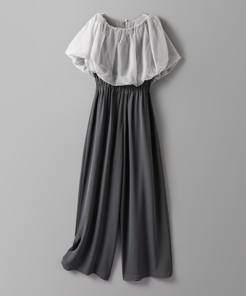 SAISON DE PAPILLON（セゾンドパピヨン）の「オーガンジートップスとオールインワンの2点セット（サロペット/オーバーオール・レディース・ブラック/チャコール・L/M/S）」の12枚目の写真