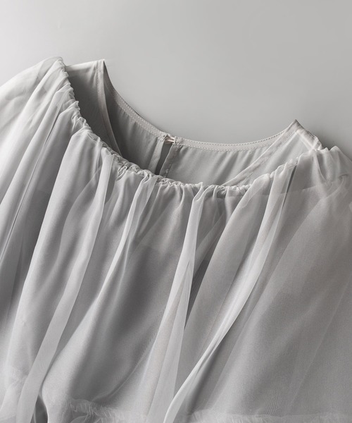 SAISON DE PAPILLON（セゾンドパピヨン）の「オーガンジートップスとオールインワンの2点セット（サロペット/オーバーオール・レディース・ブラック/チャコール・L/M/S）」の10枚目の写真