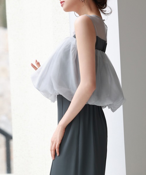 SAISON DE PAPILLON（セゾンドパピヨン）の「オーガンジートップスとオールインワンの2点セット（サロペット/オーバーオール・レディース・ブラック/チャコール・L/M/S）」の15枚目の写真