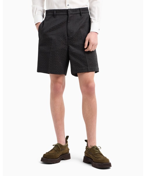 EMPORIO ARMANI（エンポリオアルマーニ）の「【エンポリオ アルマーニ】バミューダパンツ ジャカードファブリック オールオーバーレタリング（その他パンツ・メンズ・ブラック系・52/48/46/50）」の6枚目の写真
