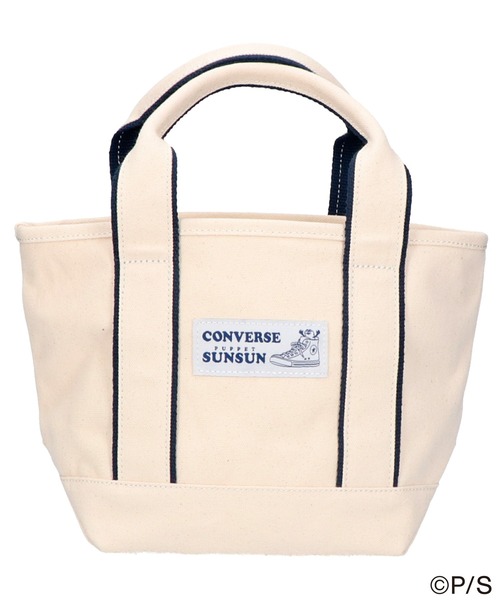 コンバース　パペットスンスン　コラボ　トートバッグ　アイボリー CONVERSE トートバッグ 「CONVERSE」SUNSUN CANVAS TOTE BAG S