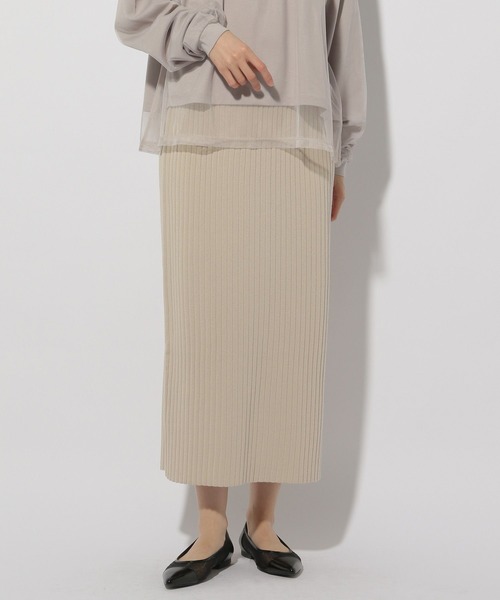 Elura（エルーラ）の「リブニットナロースカート＜低身長サイズあり＞/320053（スカート・レディース・ベージュ/ホワイト/ブラック・MEDIUM/LARGE/FREE(S)）」の3枚目の写真