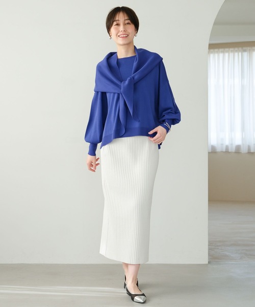 Elura（エルーラ）の「リブニットナロースカート＜低身長サイズあり＞/320053（スカート・レディース・ベージュ/ホワイト/ブラック・MEDIUM/LARGE/FREE(S)）」の4枚目の写真