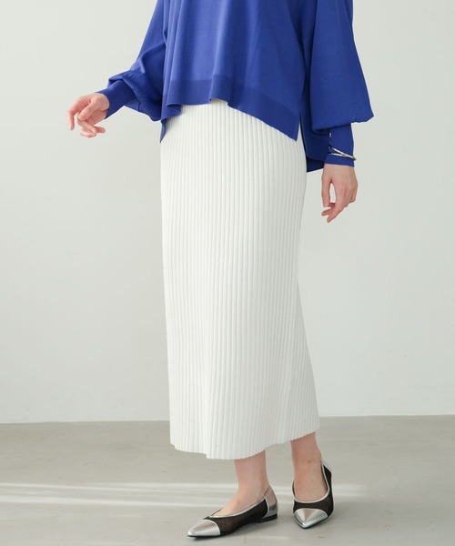 Elura（エルーラ）の「リブニットナロースカート＜低身長サイズあり＞/320053（スカート・レディース・ベージュ/ホワイト/ブラック・MEDIUM/LARGE/FREE(S)）」の5枚目の写真