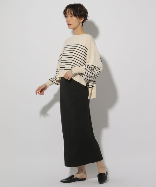 Elura（エルーラ）の「リブニットナロースカート＜低身長サイズあり＞/320053（スカート・レディース・ベージュ/ホワイト/ブラック・MEDIUM/LARGE/FREE(S)）」の10枚目の写真