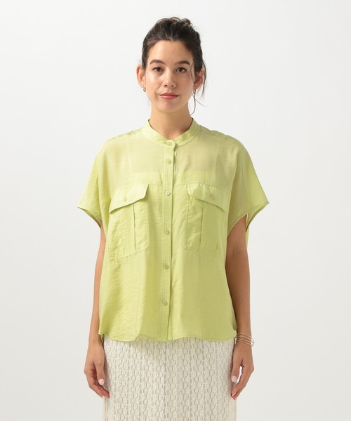 BAYFLOW（ベイフロー）の「[ショートとロングで選べる着丈]シアーワークシャツ（シャツ/ブラウス・レディース・ライトグリーン/チャコール/オレンジ/ラベンダー/イエロー/オフホワイト・SMALL/MEDIUM）」の22枚目の写真